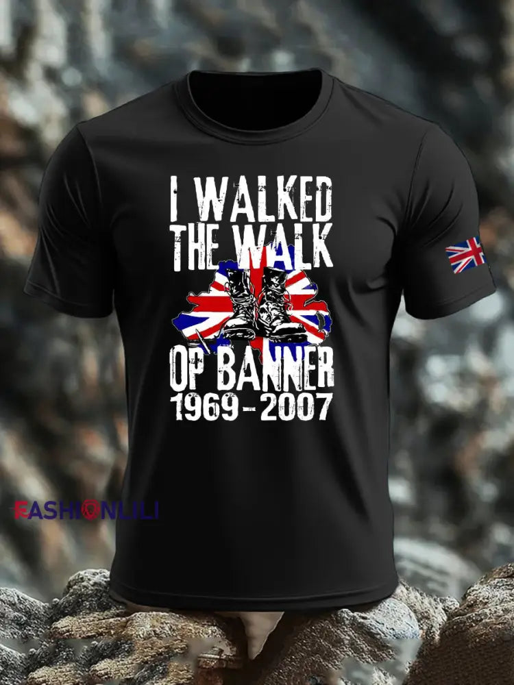 Men’s British Veteran imitation cotton short-sleeved T-shirt Black / S