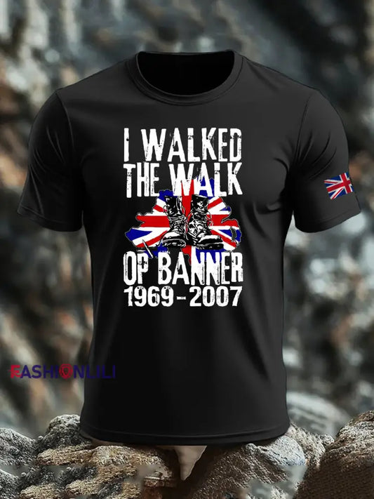 Men’s British Veteran imitation cotton short-sleeved T-shirt Black / S