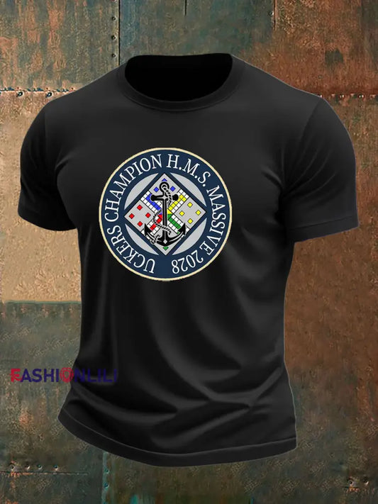 Men’s british veteran imitation cotton short sleeved T shirt Black / S
