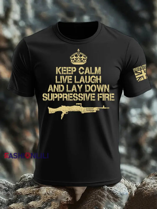 Men’s British Veteran imitation cotton short-sleeved T-shirt Black / S