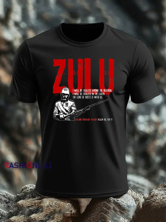 Men’s British Veteran imitation cotton short-sleeved T-shirt Black / S