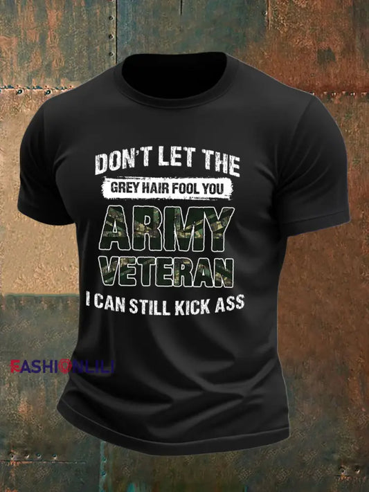 Men’s British Veteran imitation cotton short-sleeved T-shirt Black / S