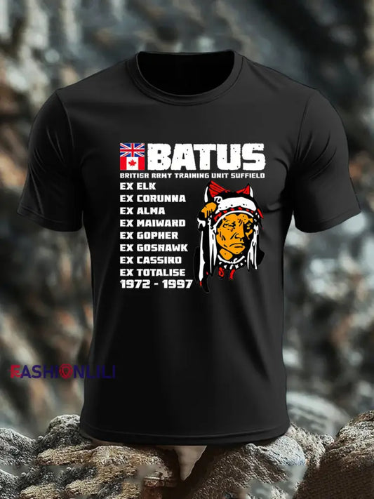 Men’s British Veteran imitation cotton short sleeved T shirt Black / S