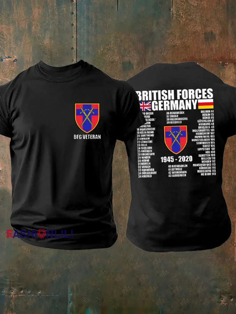 Men’s British Veteran imitation cotton short sleeved T shirt Black / S
