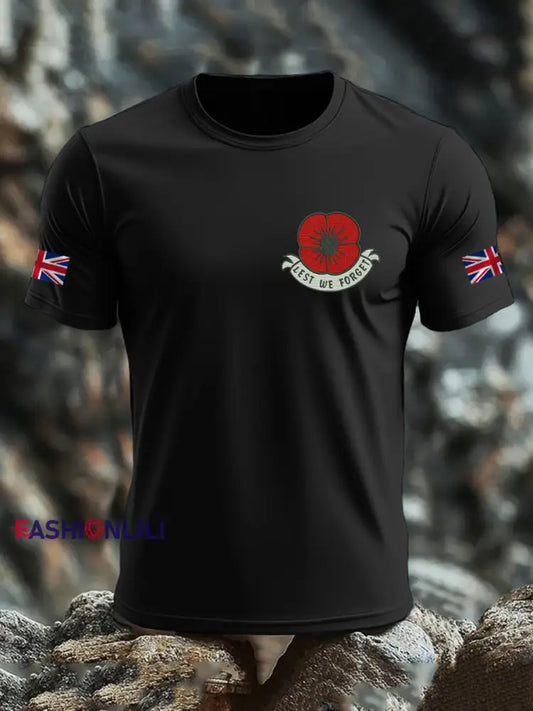 Men’s British Veteran imitation cotton short sleeved T shirt Black / S