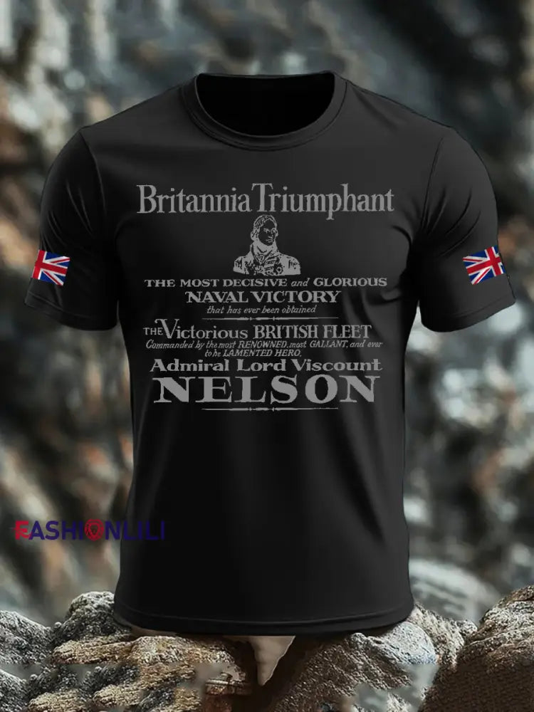 Men’s British Veteran imitation cotton short sleeved T shirt Black / S