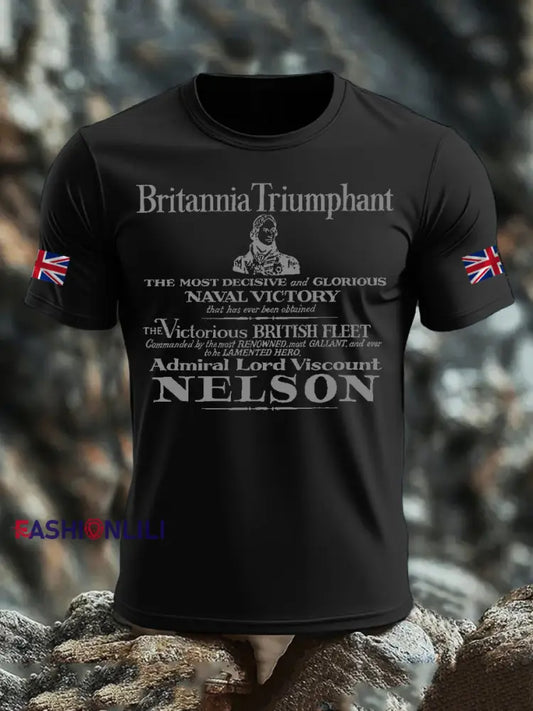 Men’s British Veteran imitation cotton short sleeved T shirt Black / S