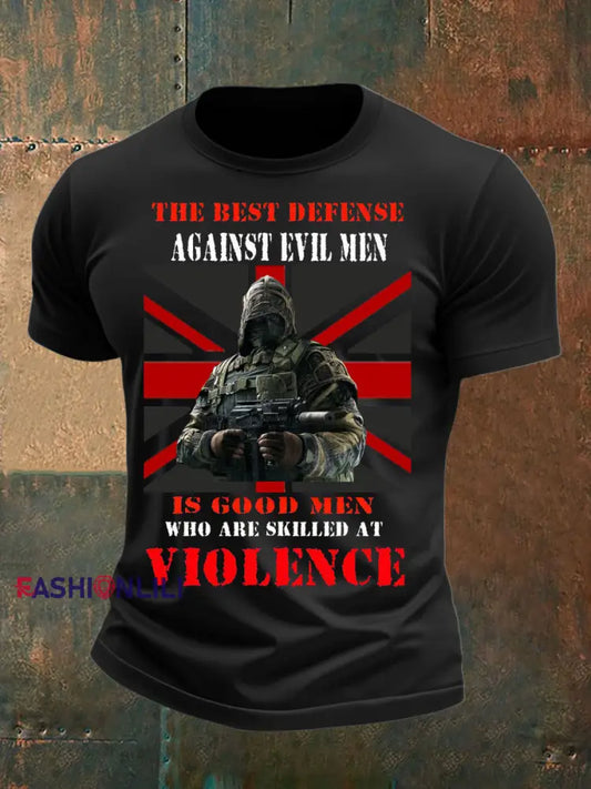 Men’s British Veteran imitation cotton short-sleeved T-shirt Black / S