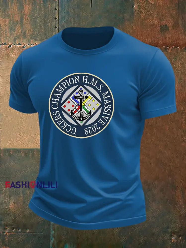 Men’s british veteran imitation cotton short sleeved T shirt Blue / S
