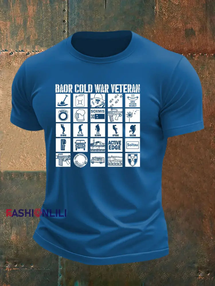 Men’s British Veteran imitation cotton short sleeved T shirt Blue / S