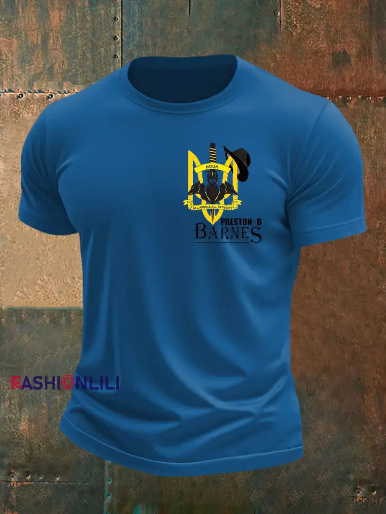 Men’s British Veteran imitation cotton short sleeved T shirt Blue / S