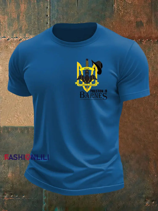 Men’s British Veteran imitation cotton short sleeved T shirt Blue / S