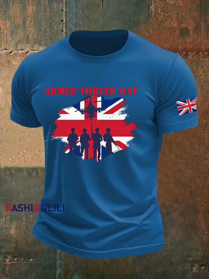 Men’s british veteran imitation cotton short sleeved T shirt Blue / S