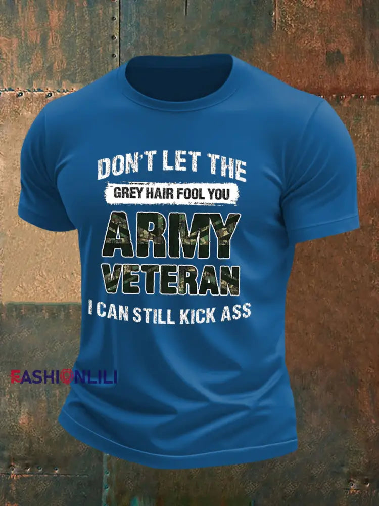 Men’s British Veteran imitation cotton short-sleeved T-shirt Blue / S
