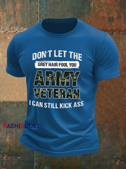 Men’s British Veteran imitation cotton short-sleeved T-shirt Blue / S