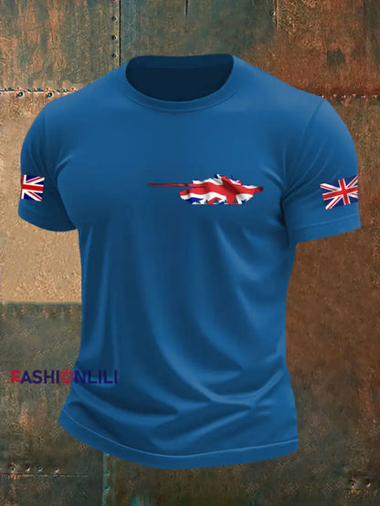 Men’s British Veteran imitation cotton short-sleeved T-shirt Blue / S