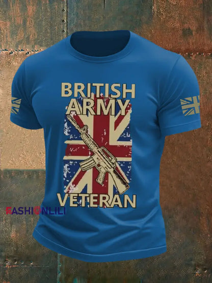 Men’s british veteran imitation cotton short sleeved T shirt Blue / S