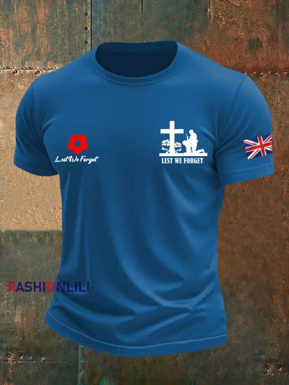 Men’s british veteran imitation cotton short sleeved T shirt Blue / S