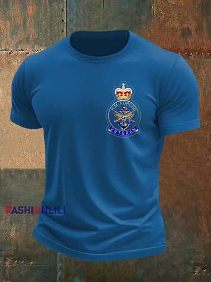 Men’s British Veteran imitation cotton short sleeved T shirt Blue / S