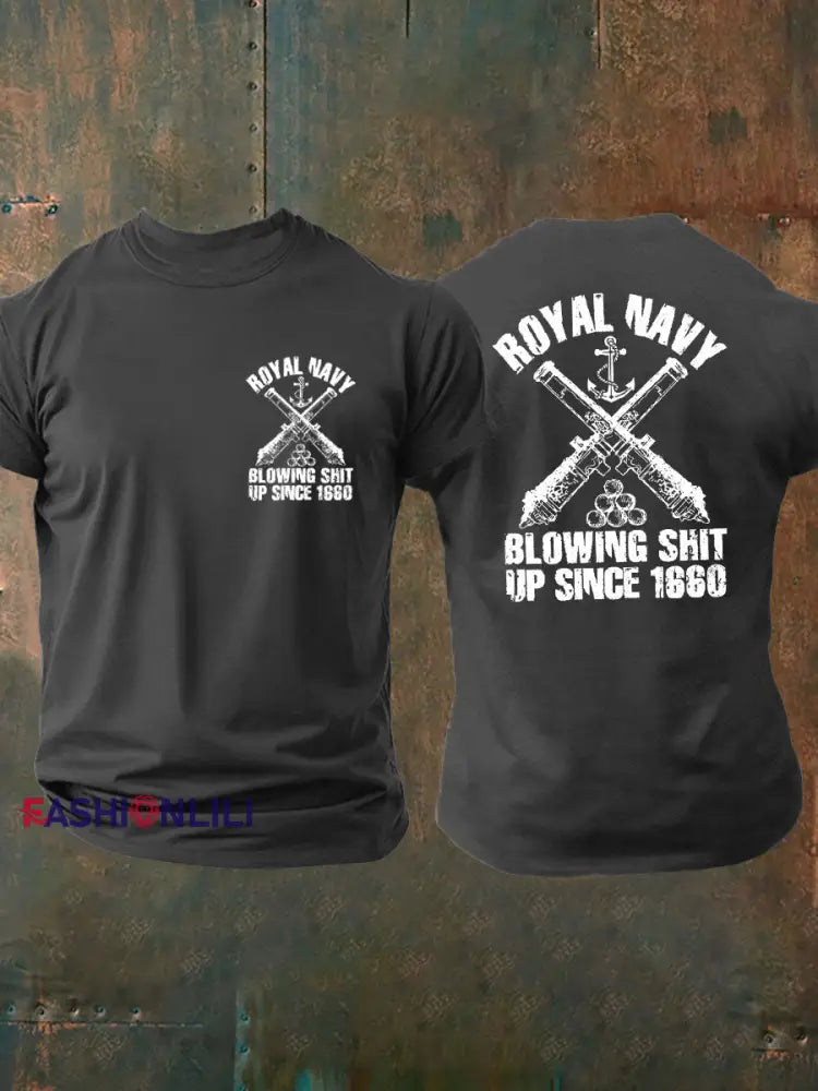 Men’s British Veteran imitation cotton short sleeved T shirt Dark Gray / S