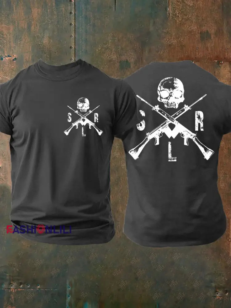 Men’s British Veteran imitation cotton short sleeved T shirt Dark Gray / S