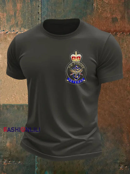 Men’s British Veteran imitation cotton short sleeved T shirt Dark Gray / S