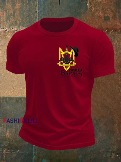 Men’s British Veteran imitation cotton short sleeved T shirt Deep Red / S