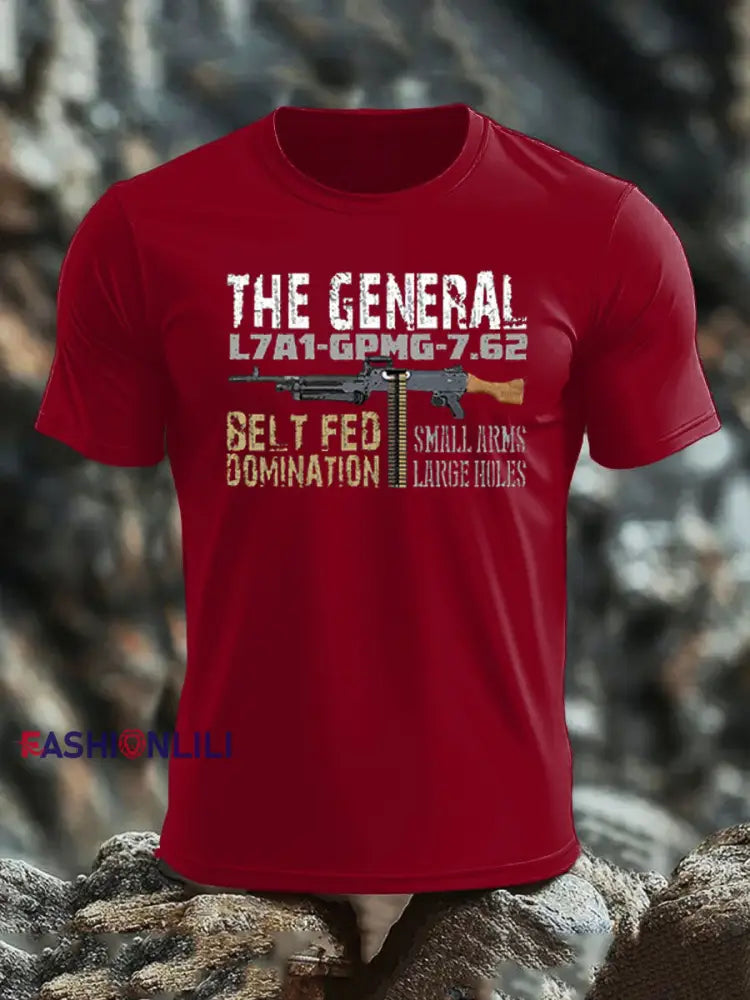 Men’s British Veteran imitation cotton short-sleeved T-shirt Deep Red / S