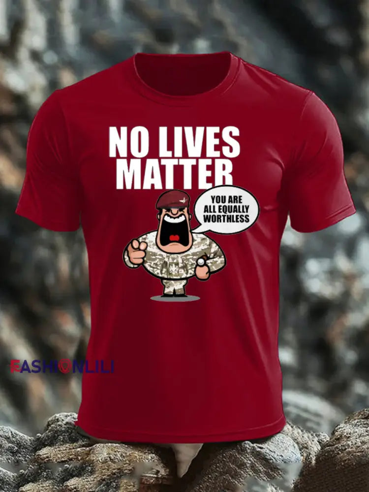 Men’s British Veteran imitation cotton short sleeved T shirt Deep Red / S