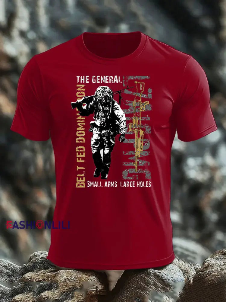 Men’s British Veteran imitation cotton short-sleeved T-shirt Deep Red / S