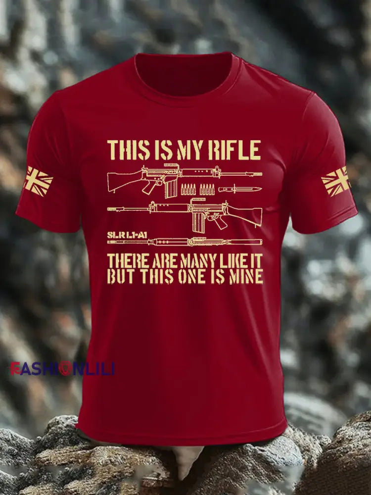 Men’s British Veteran imitation cotton short sleeved T shirt Deep Red / S