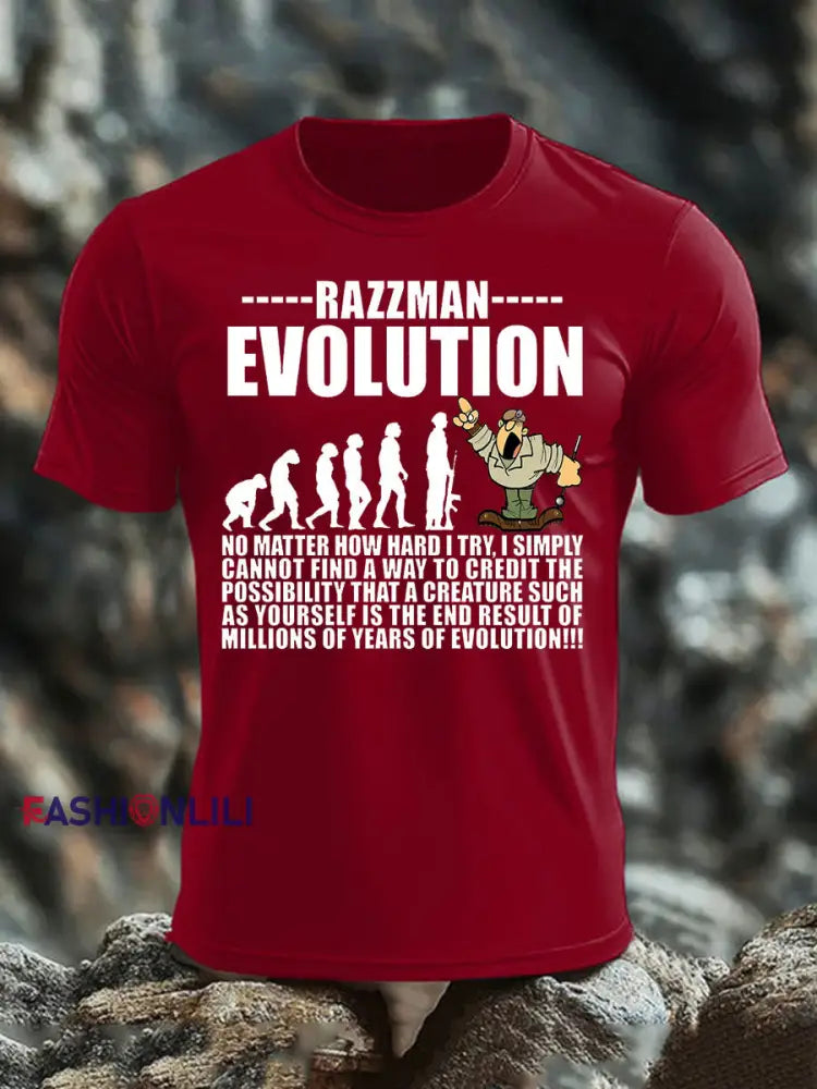 Men’s British Veteran imitation cotton short sleeved T shirt Deep Red / S