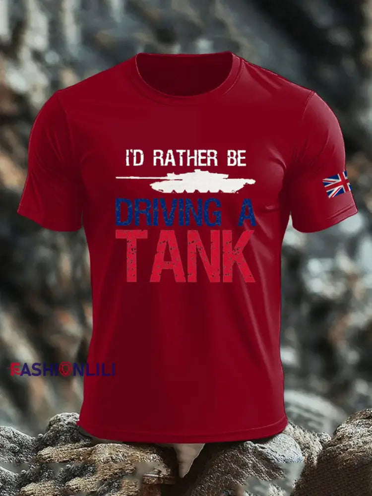 Men’s British Veteran imitation cotton short-sleeved T-shirt Deep Red / S