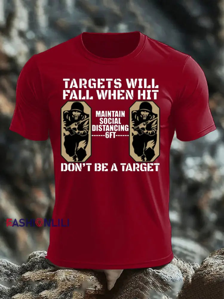 Men’s British Veteran imitation cotton short sleeved T shirt Deep Red / S