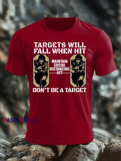 Men’s British Veteran imitation cotton short sleeved T shirt Deep Red / S