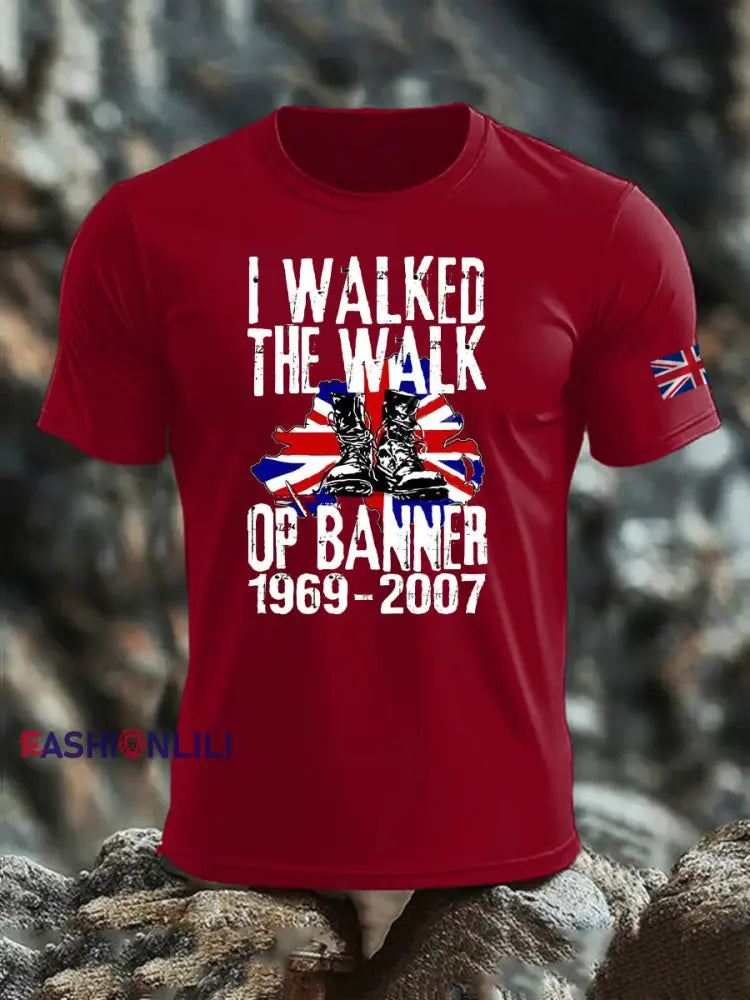Men’s British Veteran imitation cotton short-sleeved T-shirt Deep Red / S
