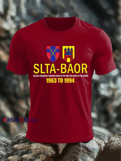 Men’s British Veteran imitation cotton short sleeved T shirt Deep Red / S