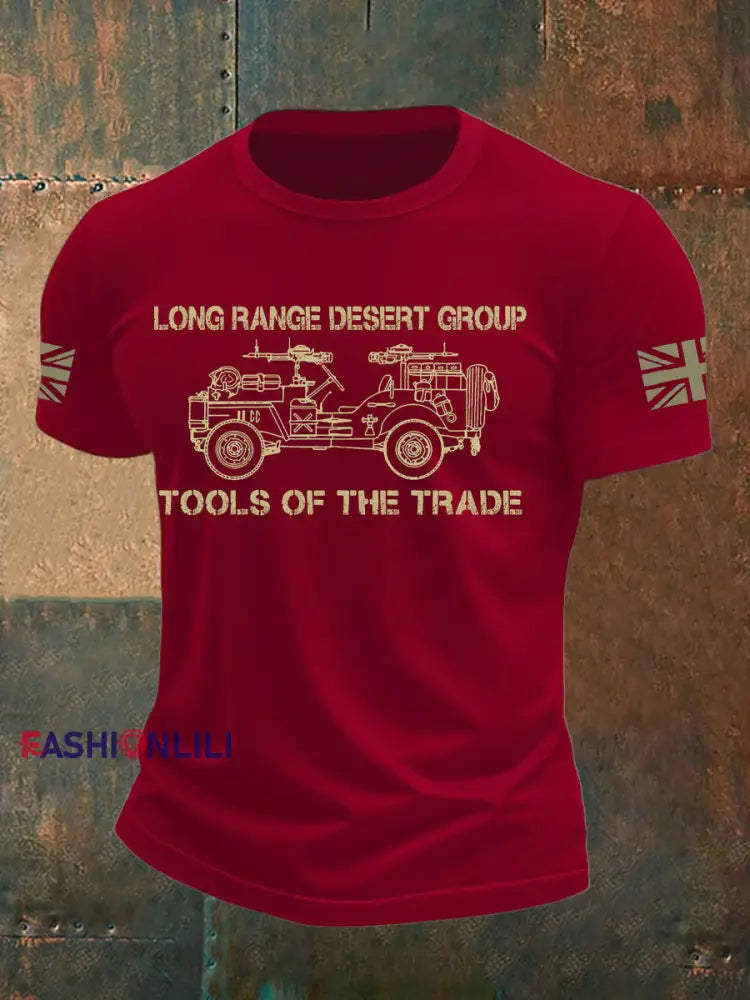Men’s British Veteran imitation cotton short sleeved T shirt Deep Red / S