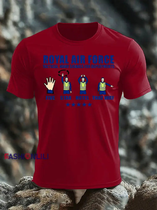 Men’s British Veteran imitation cotton short sleeved T shirt Deep Red / S
