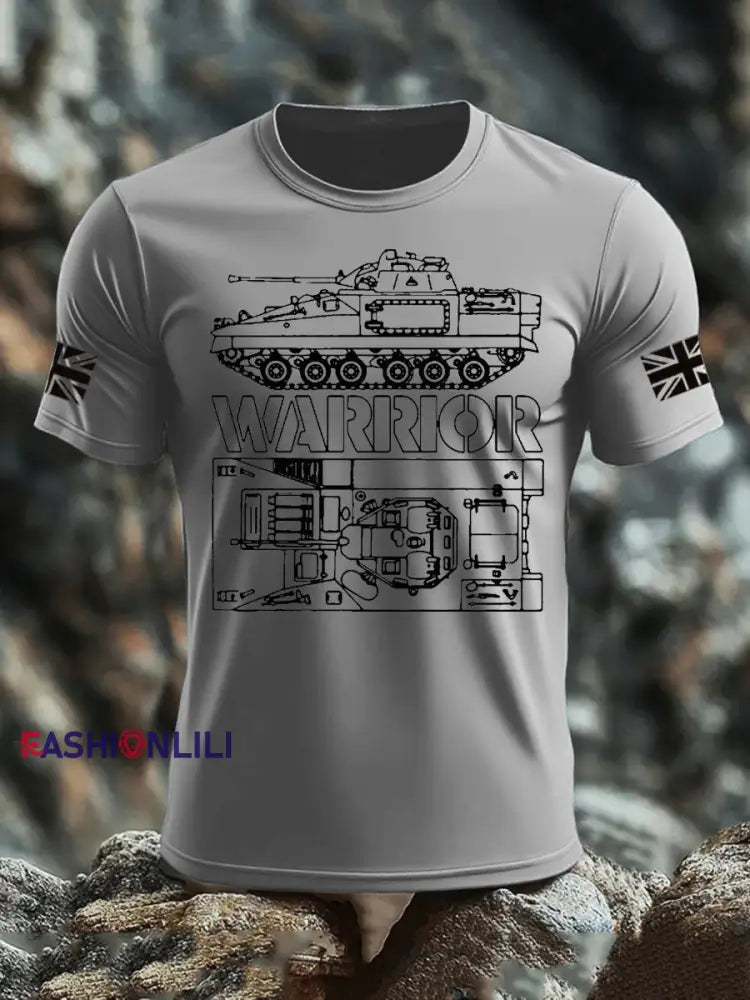 Men’s British Veteran imitation cotton short sleeved T shirt Light Gray / S