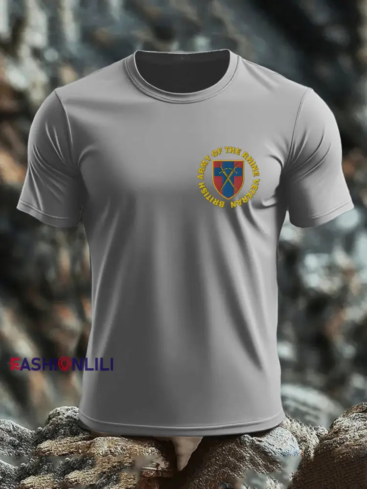Men’s British Veteran imitation cotton short sleeved T shirt Light Gray / S