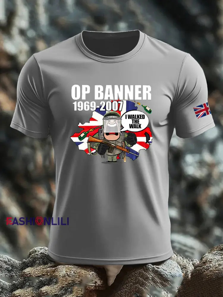 Men’s British Veteran imitation cotton short-sleeved T-shirt Light Gray / S