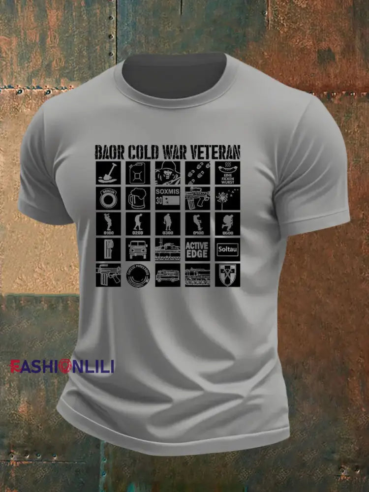 Men’s British Veteran imitation cotton short sleeved T shirt Light Gray / S