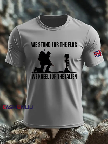 Men’s British Veteran imitation cotton short-sleeved T-shirt Light Gray / S