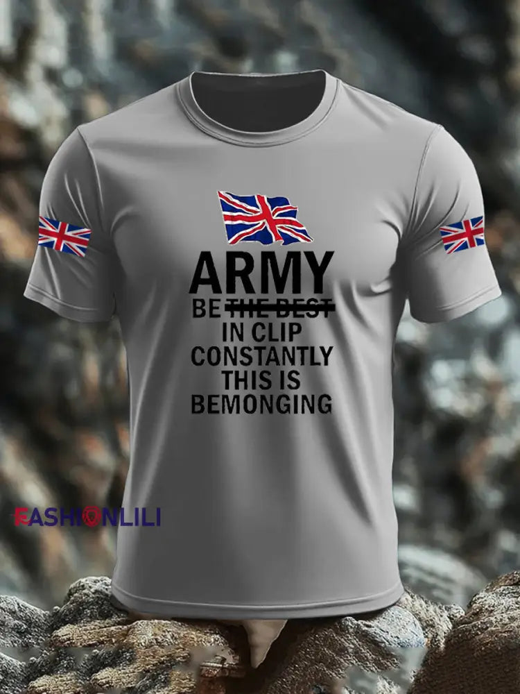 Men’s British Veteran imitation cotton short-sleeved T-shirt Light Gray / S