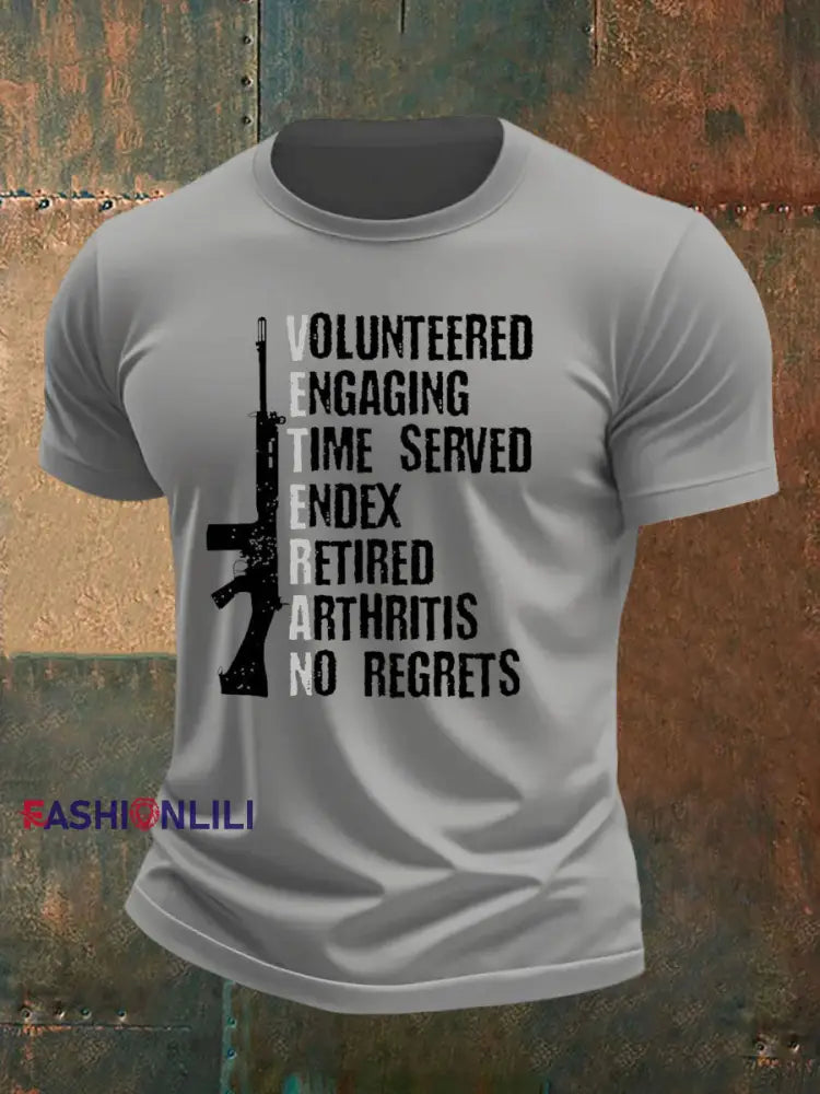 Men’s British Veteran imitation cotton short-sleeved T-shirt Light Gray / S