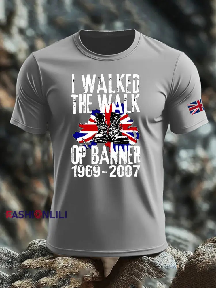 Men’s British Veteran imitation cotton short-sleeved T-shirt Light Gray / S