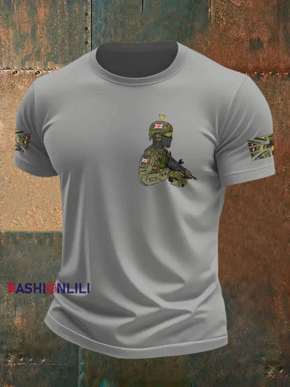 Men’s British Veteran imitation cotton short sleeved T shirt Light Gray / S