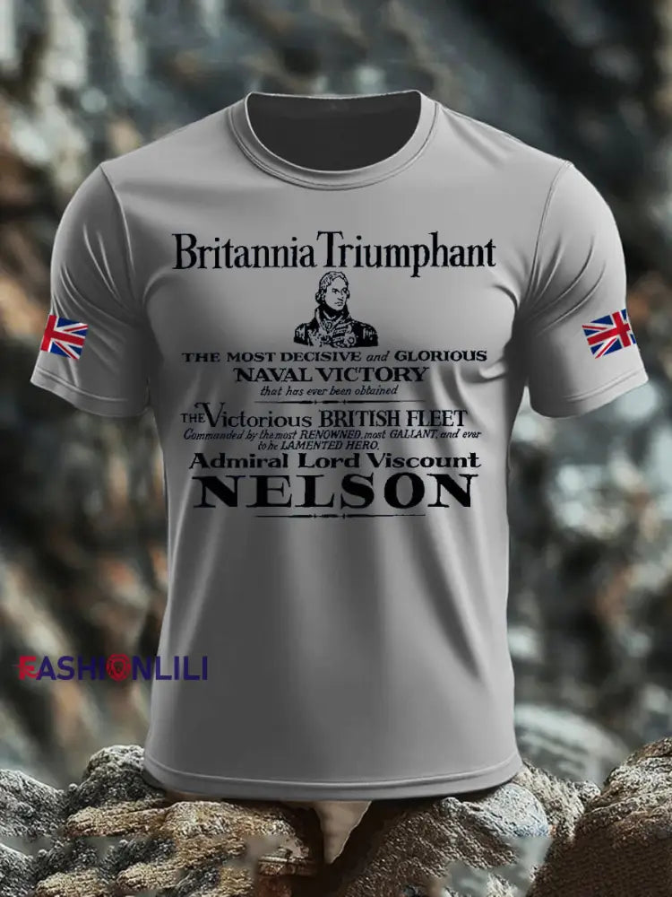 Men’s British Veteran imitation cotton short sleeved T shirt Light Gray / S