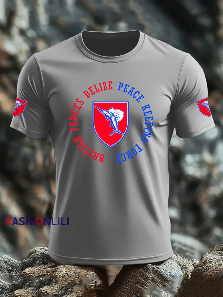 Men’s British Veteran imitation cotton short sleeved T shirt Light Gray / S